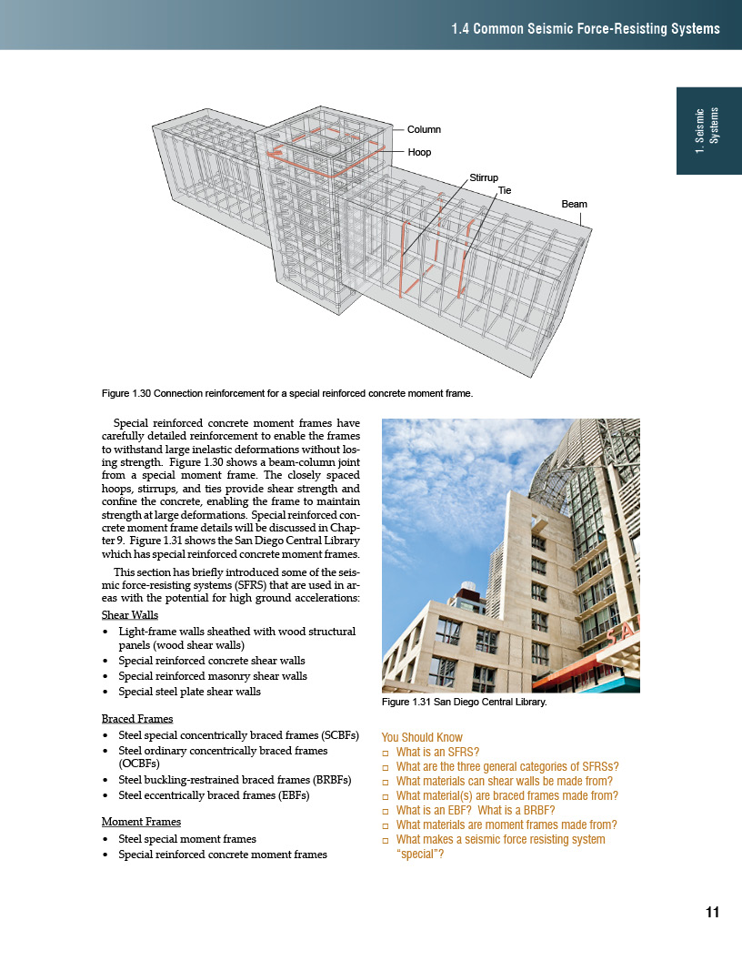 This page of the book introduces special reinforced concrete moment frames.