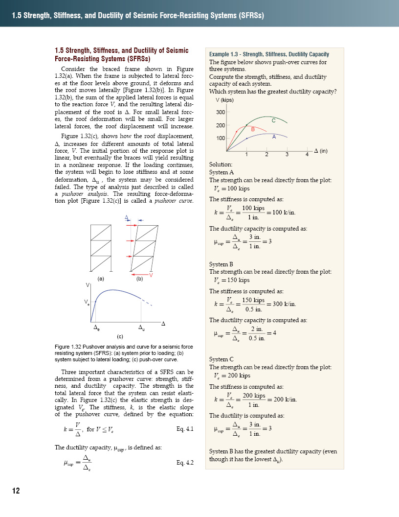 This page explains strength, stiffness, and ductility of seismic force-resisting systems.